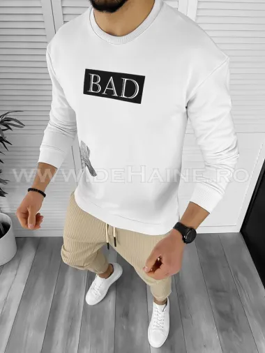 Bluza barbati alba cu imprimeu pe spate CU MIC DEFECT K141 O3-5.3